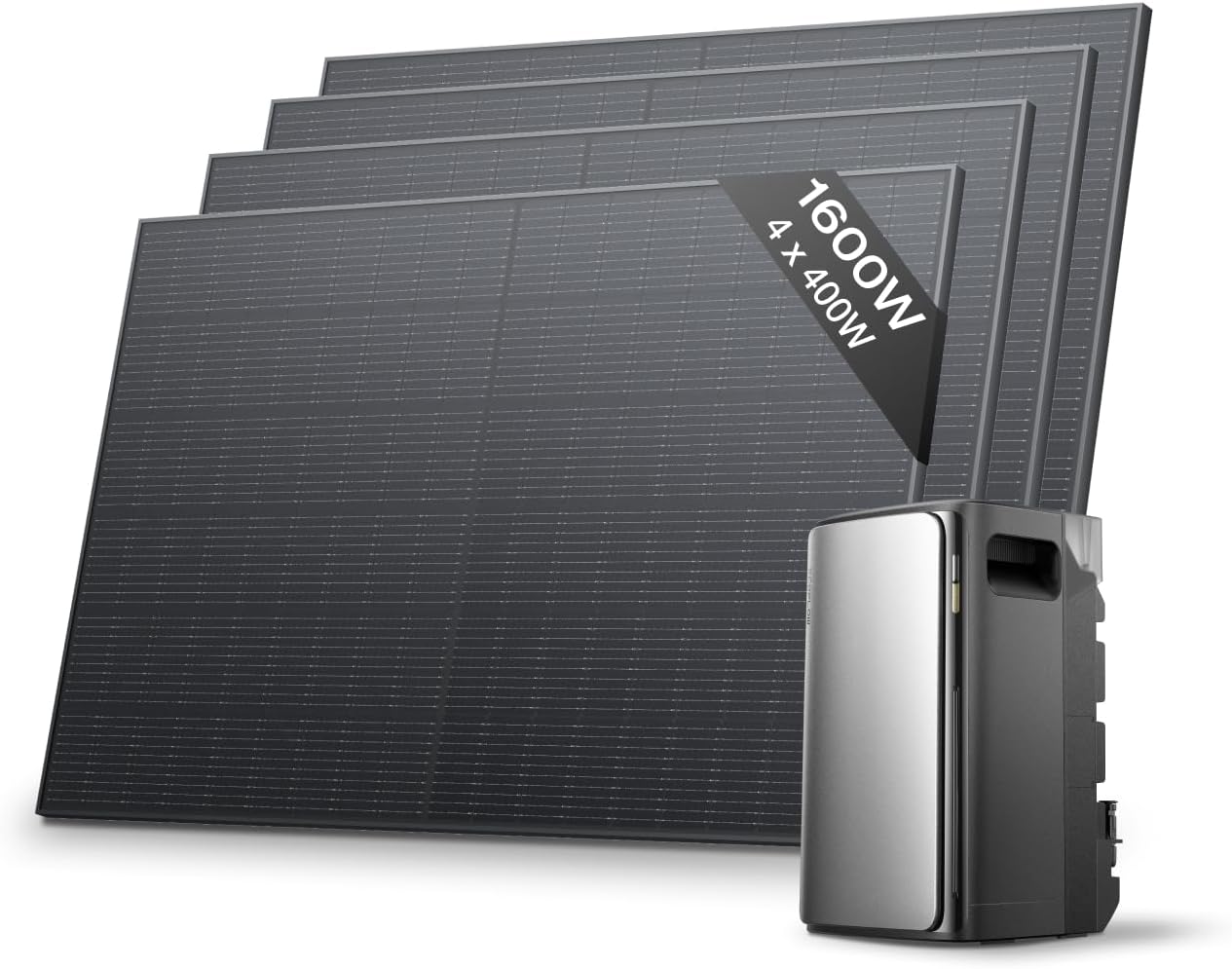 EcoFlow STREAM Ultra 1.92kWh balcony power plant with four 400W solar panels