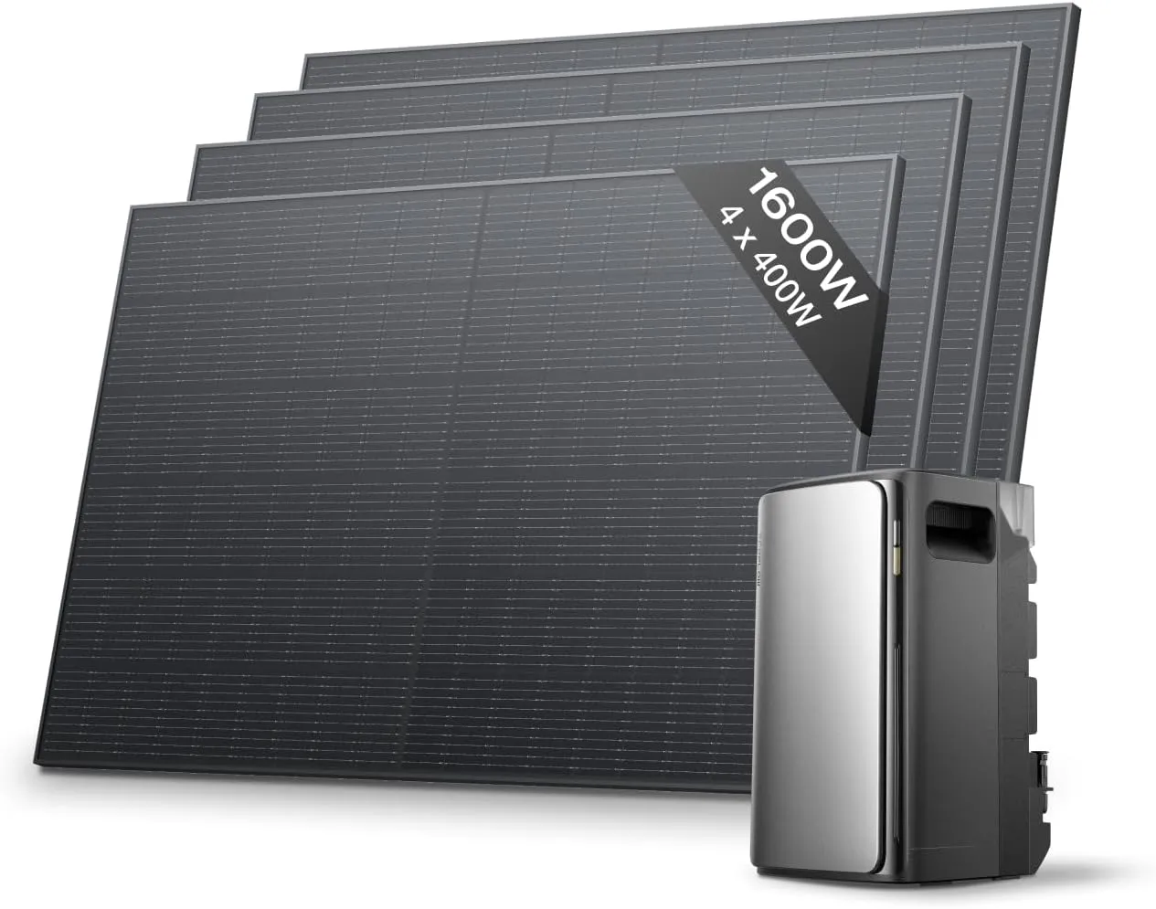 EcoFlow STREAM Ultra 1.92kWh balcony power plant with four 400W solar panels