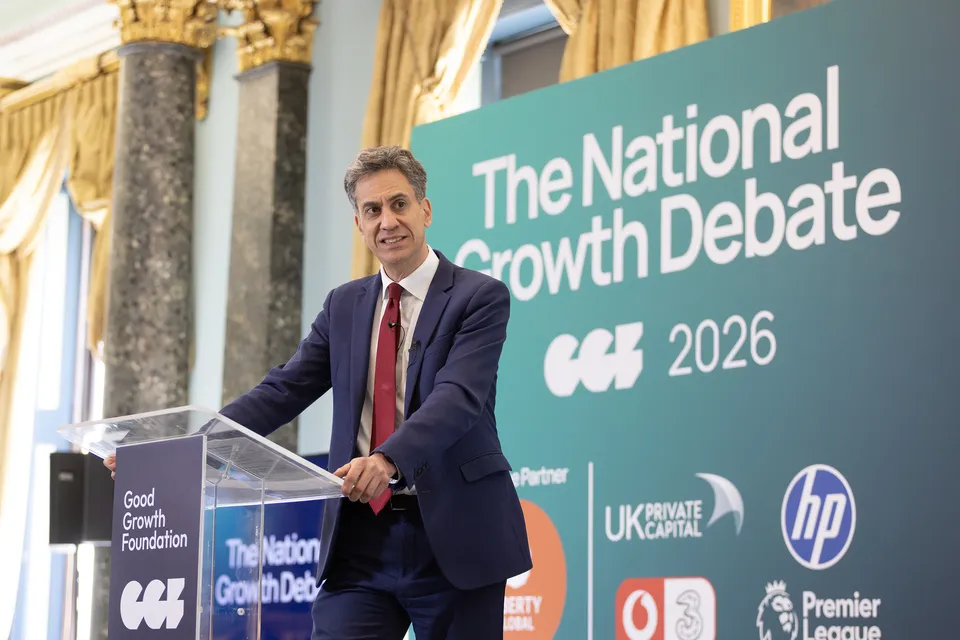 Ed Miliband delivering his speech on the era of clean energy security, confirming plug-in solar is coming to UK shops in 2026