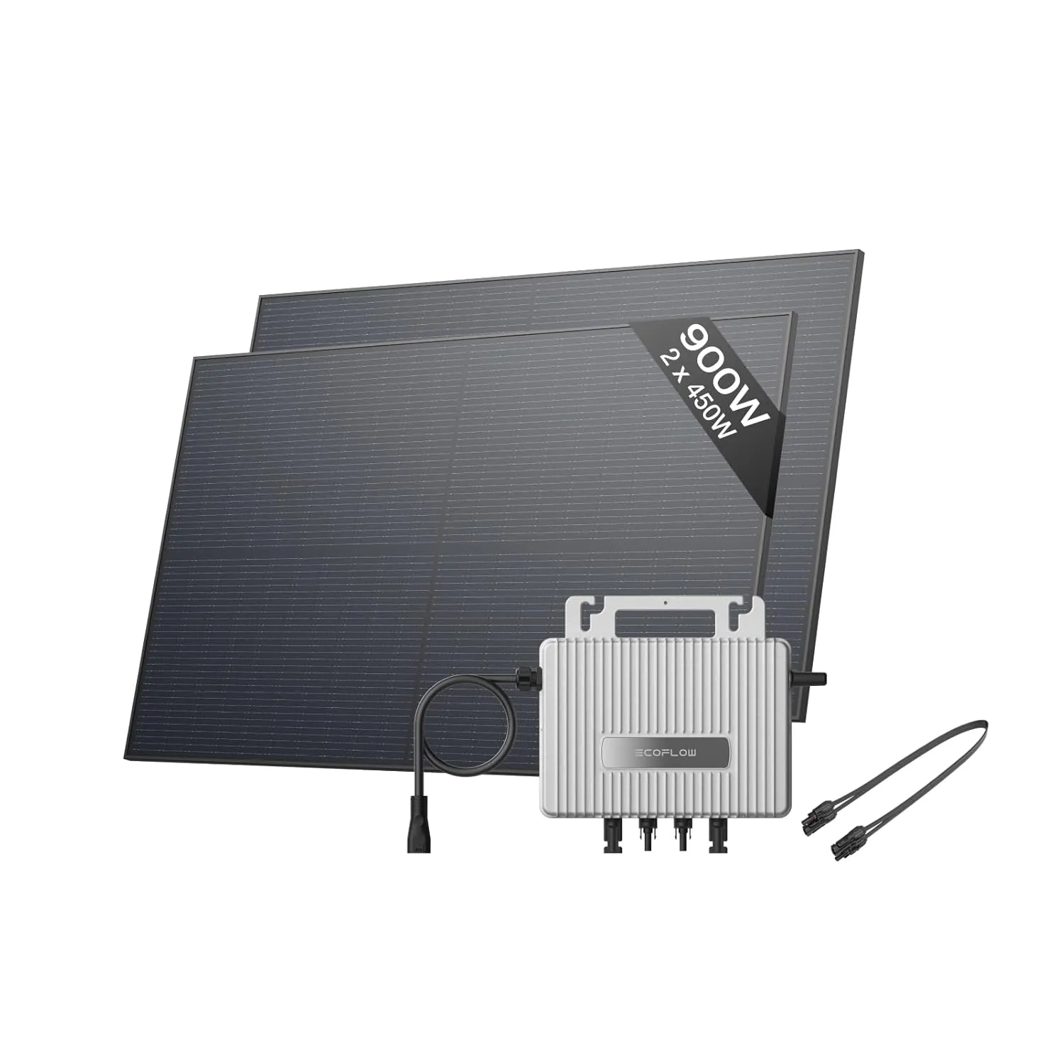 EcoFlow STREAM 800W plug-in solar kit with two 400W panels and grey microinverter